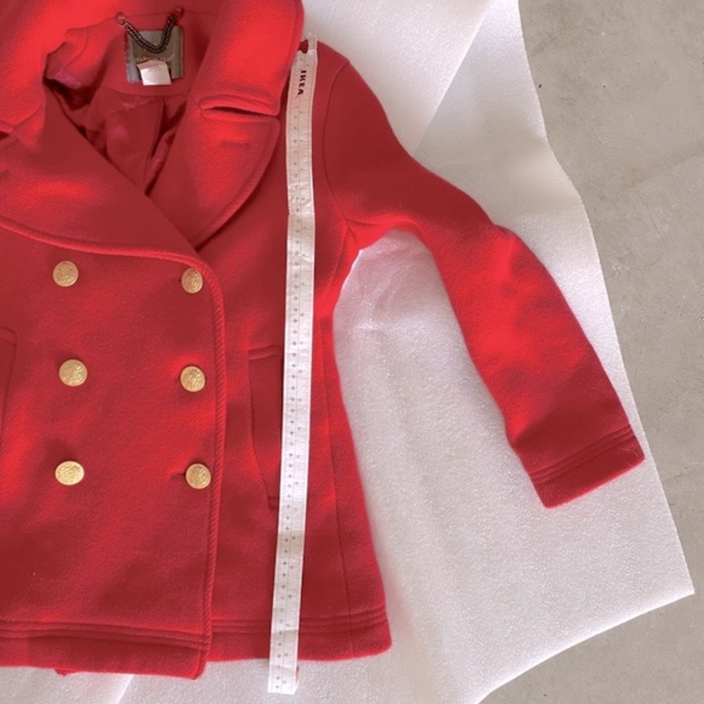 J Crew Women’s Red Pea Coat Stadium Cloth Nello Gori - Picture 8 of 9